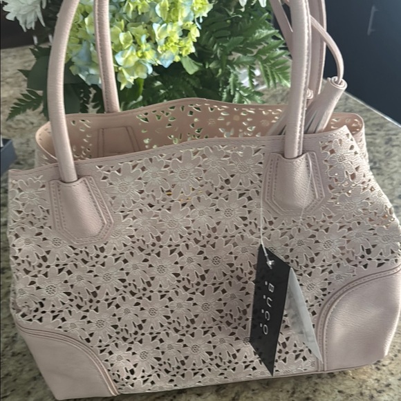 Bucco Pink Laser-Cut Tote with Tassel Detail NWT - Picture 1 of 13